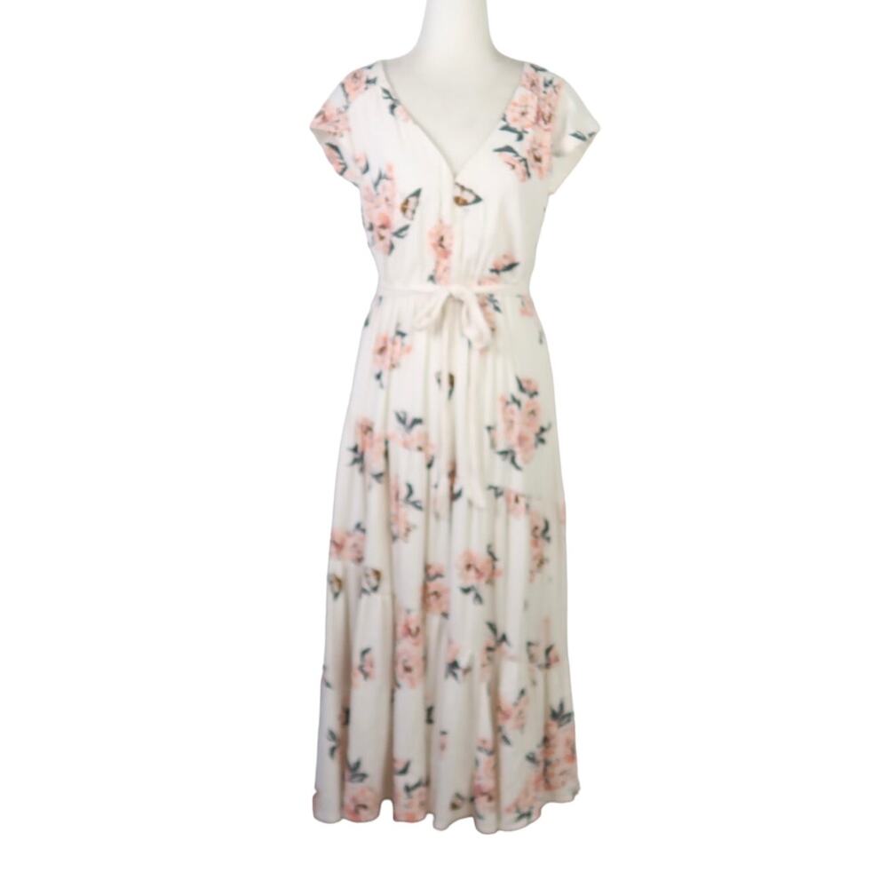 Free People All I Got cream and pink floral print maxi dress 2